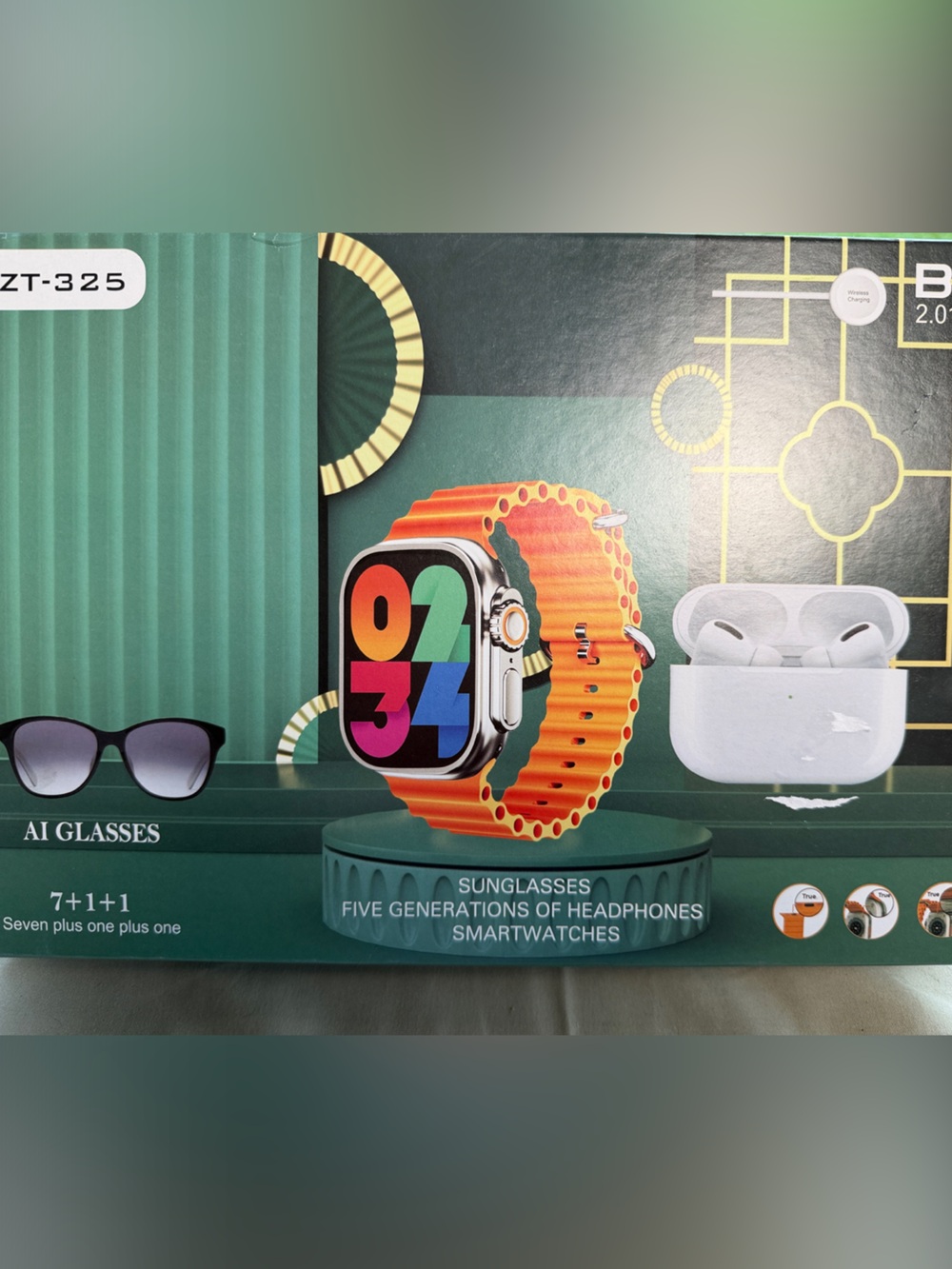 Smart Watch, bands, AI glasses, ear buds and case